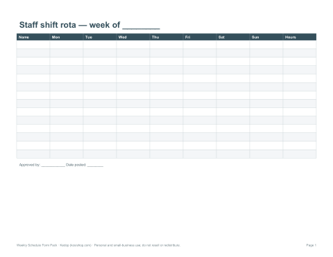 Preview of the first page of Shift rota (DOCX/PDF)